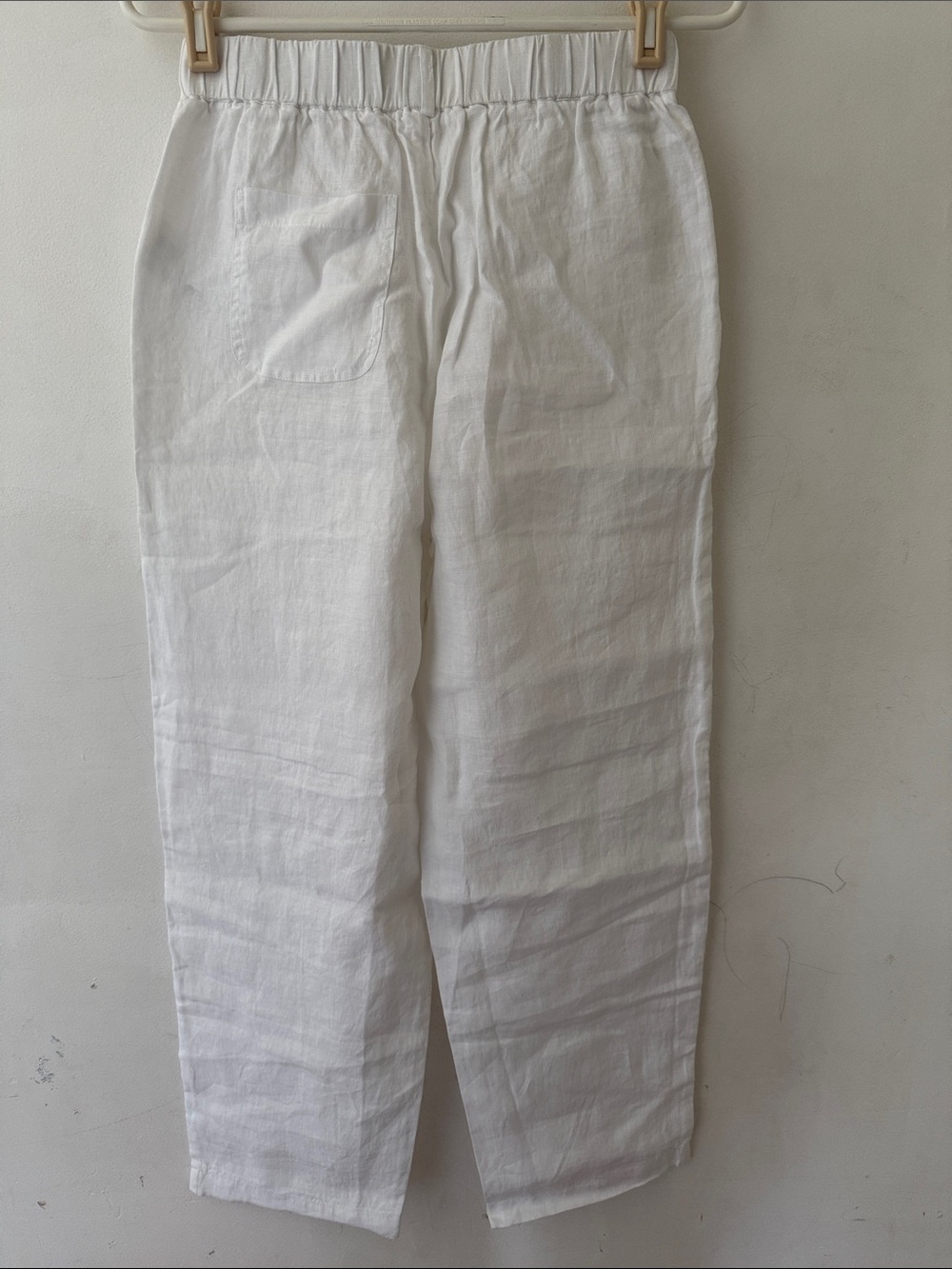 Quince White Elastic Waist Linen Pants - Picture 4 of 5